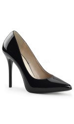 Amuse Black Patent 5 Inch High Heel Pump