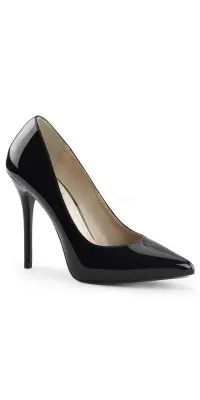 Amuse Black Patent 5 Inch High Heel Pump