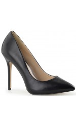 Amuse Black Faux Leather 5 Inch High Heel Pump