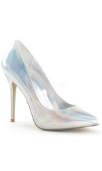 Amuse Silver Hologram 5 Inch High Heel Pump