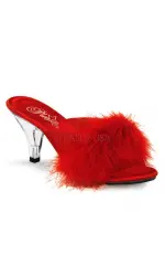 Belle Red Maribou Satin Slipper