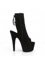 Black Suede Peep Toe and Heel Platform Ankle Boots