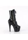 Adore Studded Black Hologram Lace Up-Ankle Boots