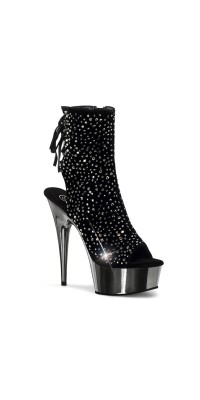 Black and Pewter Delight Velvet Rhinestoned Boots