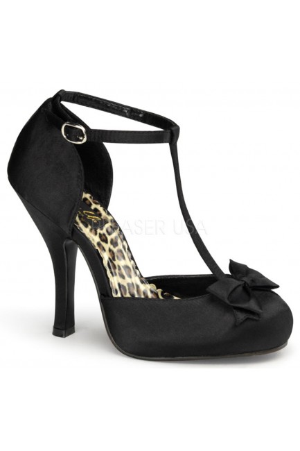 Black Satin T-Strap Cutie Pie Pump