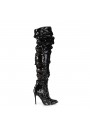 Courtly Black Sequin Thigh High Slouch Boot