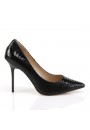 Classique Black Snake Print Leather 4 Inch High Heel Pump