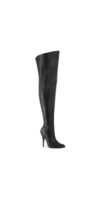 Seduce Black Faux Leather Wide Calf Thigh High Boots
