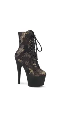 Adore Camo Mesh Platform Granny Ankle Boots