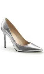 Silver Metallic Classique Pointed Toe Pump