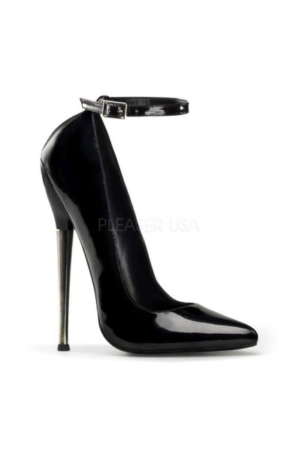 Dagger Black Extreme Heel Ankle Strap Pump