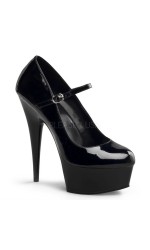 Delight High Heel Platform Black Mary Jane Shoes