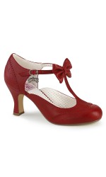 Flapper Red T-Strap Bow Pump