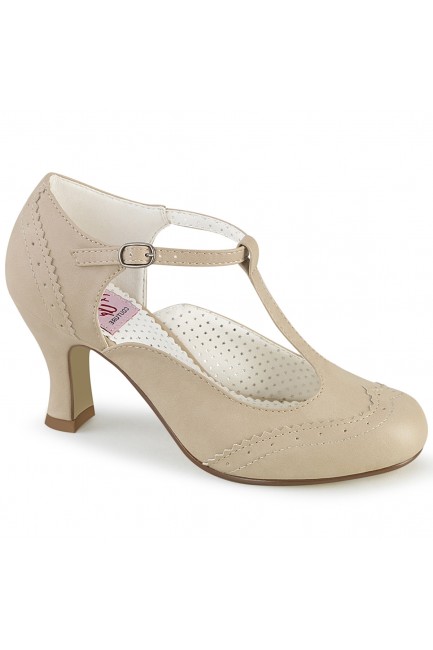 Flapper Cream T-Strap Pump