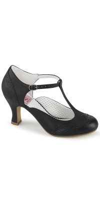 Flapper Black Kitten Heel T-Strap Pump