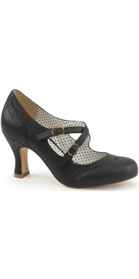 Cross Strap Flapper Black Vintage Heel Shoes