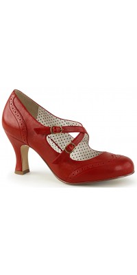 Cross Strap Flapper Red Vintage Heel Shoes