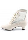 Victorian Dame Ivory Ankle Boots