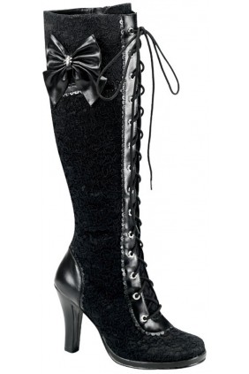 Glam Lace Overlay Knee Boots