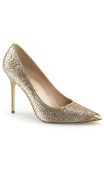 Gold Glitter Mesh Classique Pointed Toe Pump