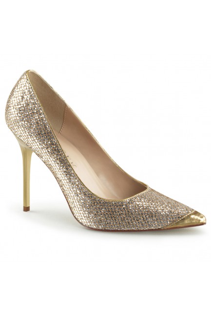 Gold Glitter Mesh Classique Pointed Toe Pump