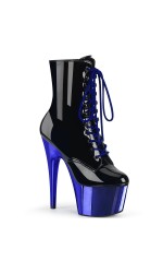 Blue Chrome Platform Adore Black Granny Ankle Boots