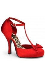 Red Satin T-Strap Cutie Pie Pump