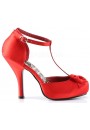 Red Satin T-Strap Cutie Pie Pump