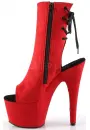 Red Suede Peep Toe and Heel Platform Ankle Boots