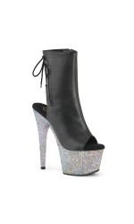 Black Glitter Platform Ankle Boots