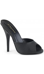 Black Matte High Heel Peep Toe Slide