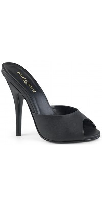 Black Matte High Heel Peep Toe Slide