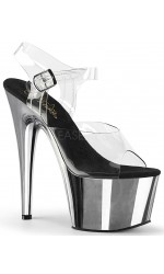 Silver Chrome Platform Clear Strap Platform Sandal