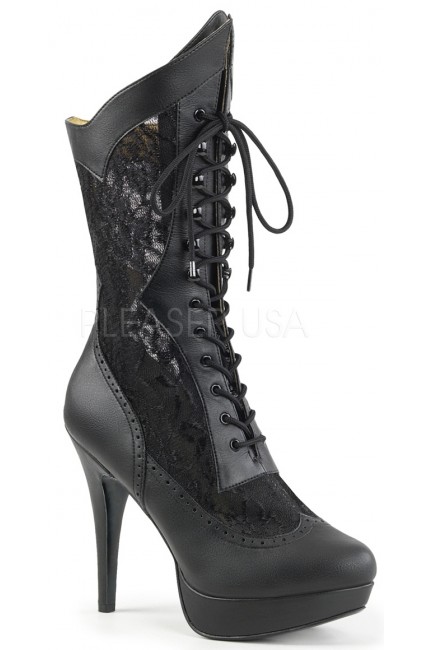 Chloe Wide Width Black Victorian Platform Boots