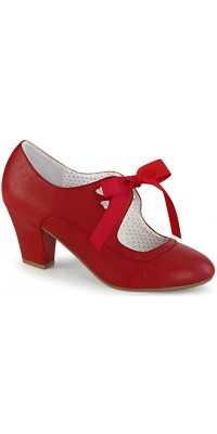 Wiggle Vintage Style Mary Jane Shoes in Red Faux Leather